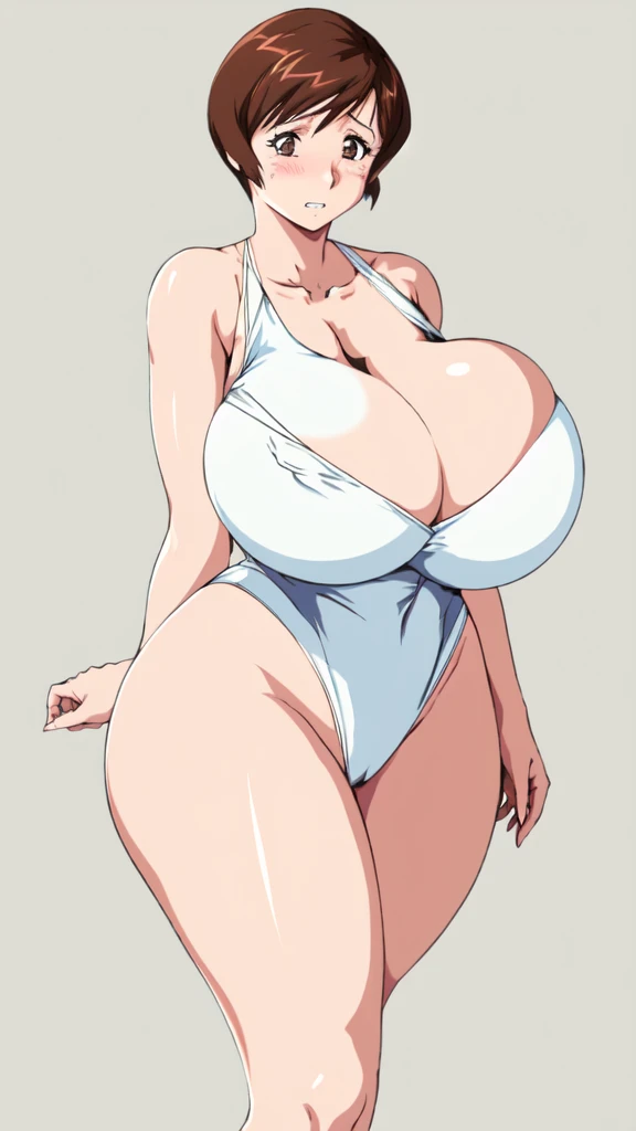 masterpiece, highest quality, High resolution, One girl, solo, sexual intercourse, Pornographic images, short hair, etsukoto, brown Eyes, fine grain, fine grain, (((Thick thighs, Plump thighs, Voluptuous thighs, Thighs alone are enough))), Huge and ample b...