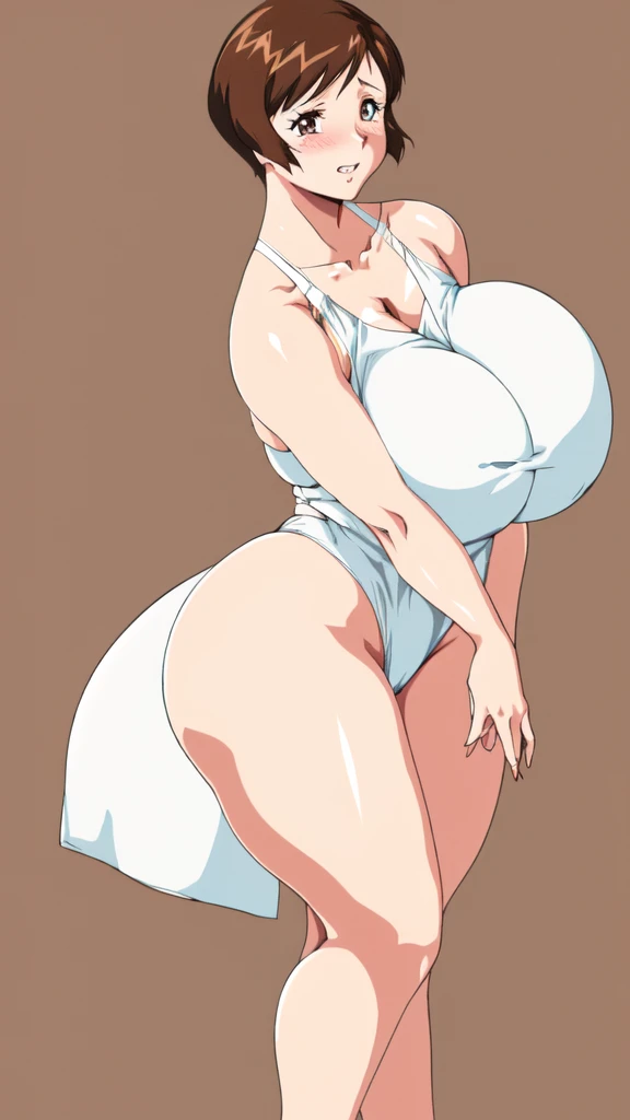 masterpiece, highest quality, High resolution, One girl, solo, sexual intercourse, Pornographic images, short hair, etsukoto, brown Eyes, fine grain, fine grain, (((Thick thighs, Plump thighs, Voluptuous thighs, Thighs alone are enough))), Huge and ample b...