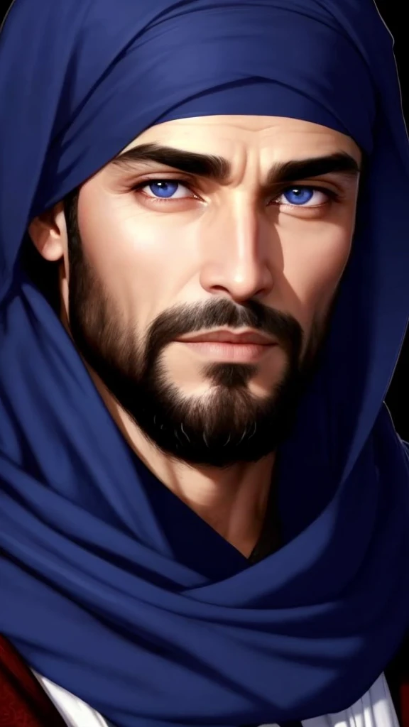 8k ultra-realistic 45-year-old incredibly handsome brutal men as sheikh, with bright eyes, looking in front of camera, hd portrait, photorealistic