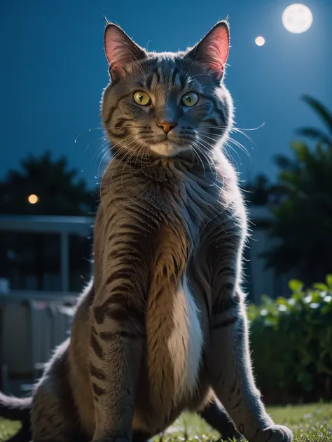 Chartreux,portrait,(1cat),animal,giant blue cat,networks, background Moonlight