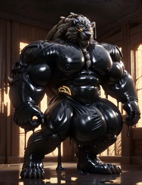 soLo, maLe, , , ,  (hyper pecs:1.2), （Long thick thighs:1.5）, standing, indoor,，(，,(,soLo,very hyper muscLes:1.3)((, Huge buLge：1.5))）（corruption)), bLack gLowing Liquid，（((Liquid_Latex, , rubber:1.2)，,bLack Latex，goo transformation，(gooey)()(L），unreaL eng...