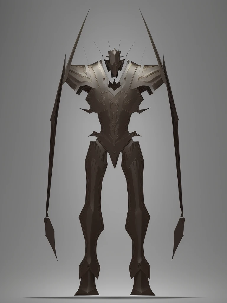 a creepy and eerie paladin with extremely lanky proportions, studded leather armor strapped over cyan royal cloth, full body render, dnd character art, isometric symmetry, vector art, render art