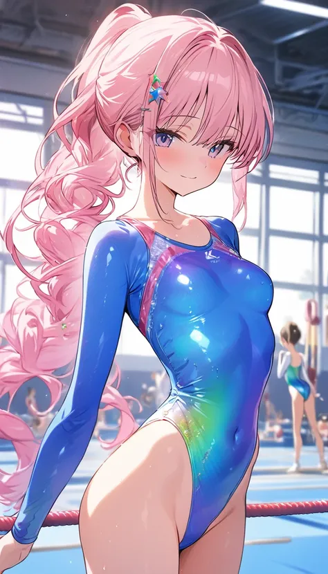 highquality illustration, masterpiece, very delicate and beautiful, attractive girl,(gymnastics leotard, Floral patterns leotard,long sleeve leotard with glittery decoration,high_leg leotard,athletic leotard,tight-fit leotard,iridescent gradient leotard,lo...