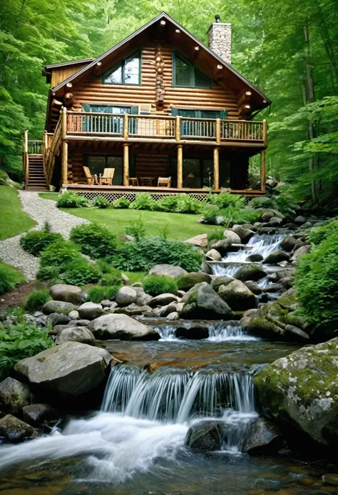 a cozy log cabin, nestled on the banks of a babbling brook, offers a serene escape from the hustle and bustle of everyday life. ...