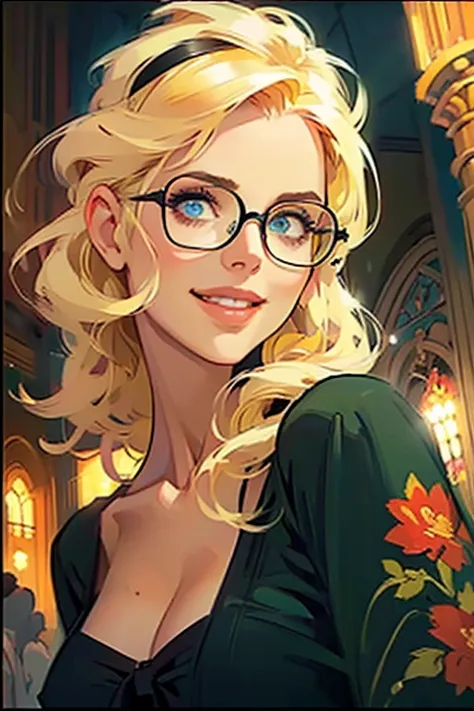 wanna fuck?((close-up of woman's face:1.4)),(in church),(realistic illustration). cute 27 yo ((blonde:1.3)) caucasian woman with...