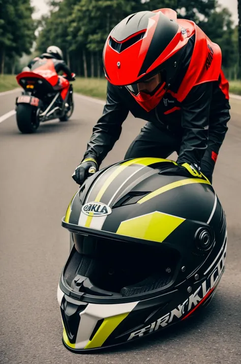 A racing helmet that says bikers on the bottom