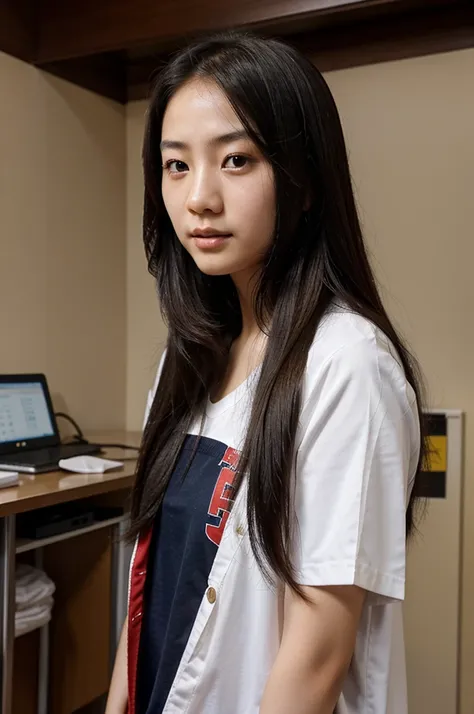 Chinese female student, 14 years old with long hair, don&#39;t wear clothes