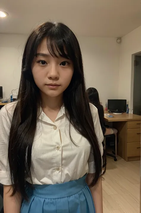 Chinese female student, 14 years old with long hair, don&#39;t wear clothes