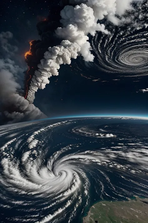 An image showing the destructive forces of nature including earthquake hurricane s, floods and volcanic eruption