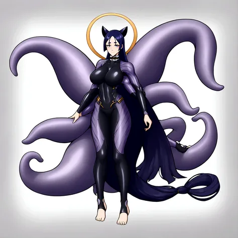 Raikou, ninomae full outfit, catsuit, ninomae halo, ninomae tentacles, 4 arms, full body.