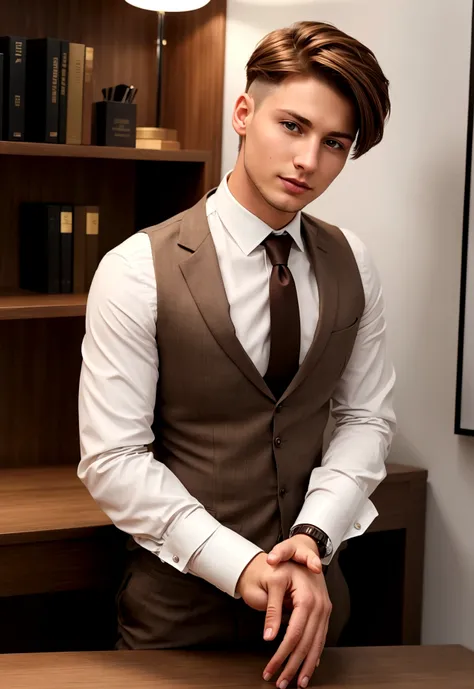 young masculine german short brown hair, businessman horny