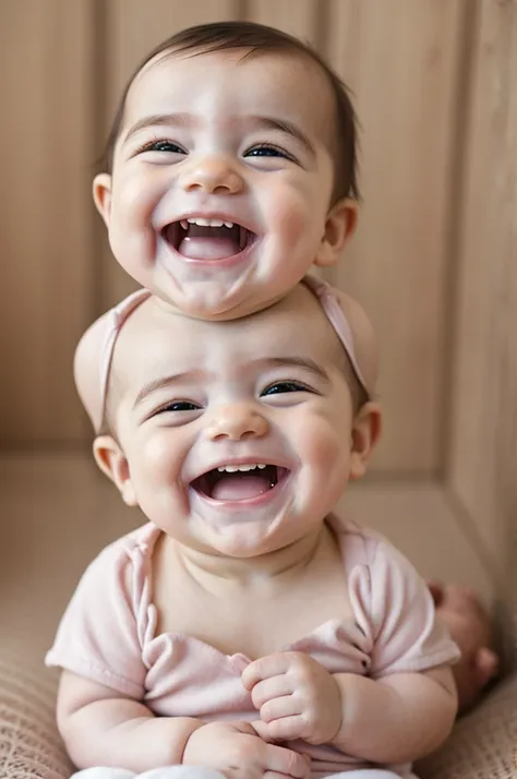 Small twin baby laughing 