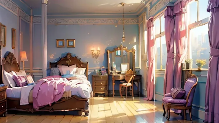 (((best quality))), (((masterpiece))), a girl magical dorm, two single bed, classic interior