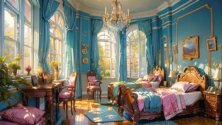 (((best quality))), (((masterpiece))), a girl magical dorm, classic interior