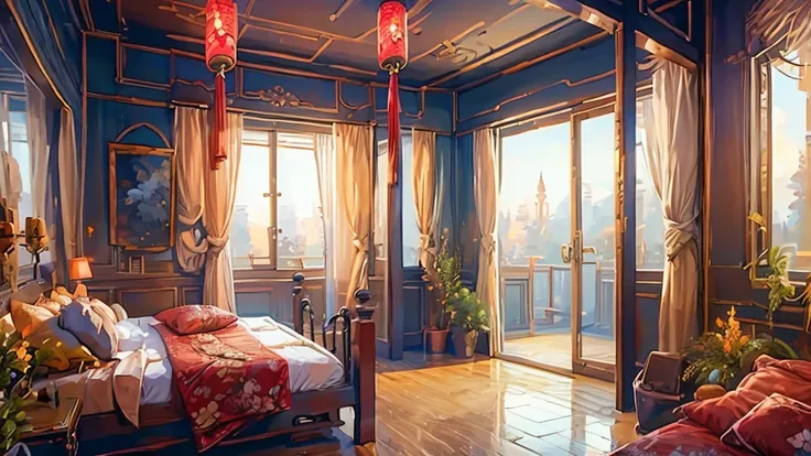 (((best quality))), (((masterpiece))), 8k, a girl bedroom, chinese style