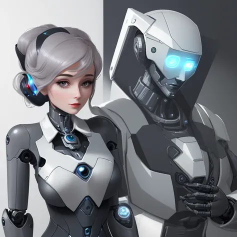 (modern, ellegant, beautiful and smart robot assistant), (icon)