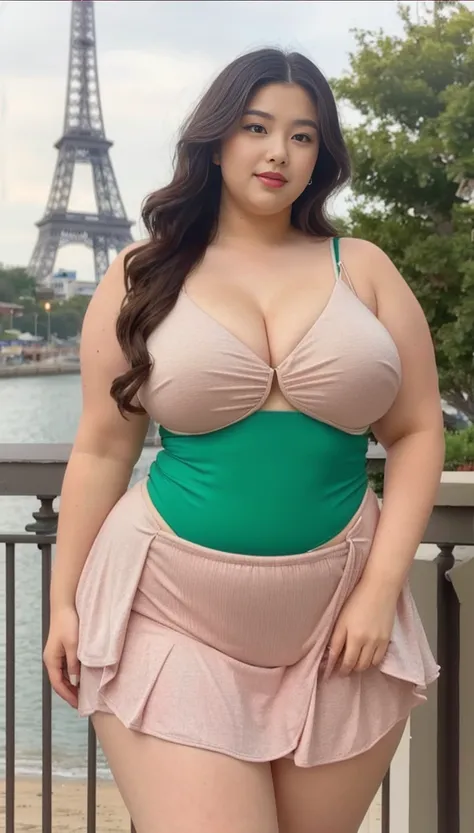 ((best quality)), ((masterpiece)), (detailed), perfect face, araffeTight skirtsShort , thicc, wavy short hair, she has a jiggly fat round belly, bbwchan, wearing tight simple clothes, skinny waist and thick hips, widest hips, her belly is fat and round, so...