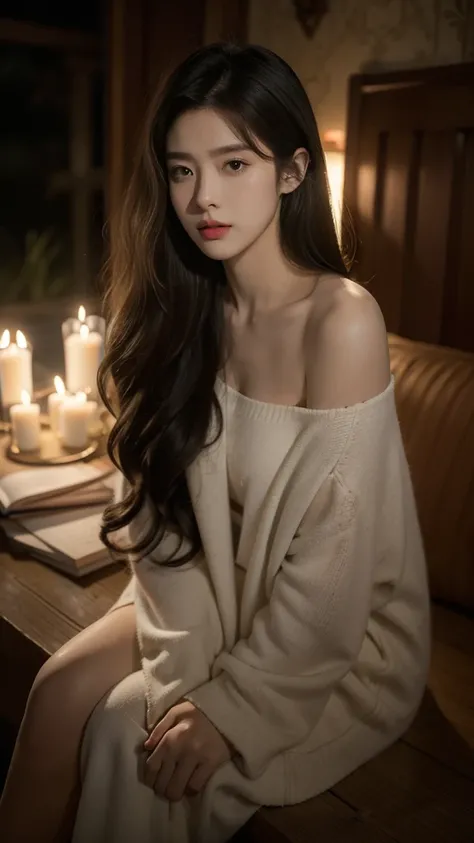 best quality， masterpiece， ultra high resolution， （In reality：1.5）， RAW photos， 1 cat， Beloved， In the dark of night， deep shadows， low pitch， cold light， sexy look,shoulder length straight bob hair,slim