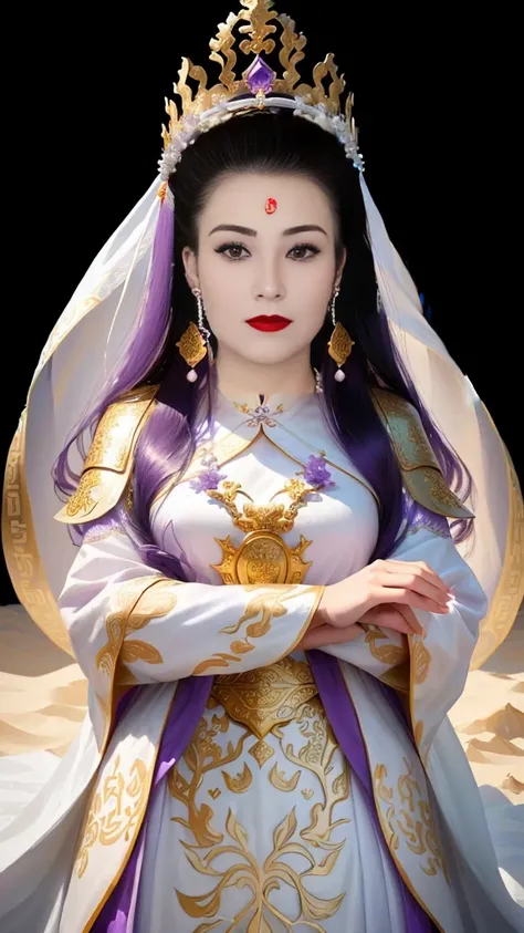 Wearing a purple dress，Wearing a crown，Arad women covered in white sand, Inspired by Huang Ji, A young woman plays, Queen of the Sea Mu Yanling, Chinese Empress, Inspired by Lv Ji, Chinese Princess, Inspired by trees, Kazakh Queen, Inspired by Guillaume, I...