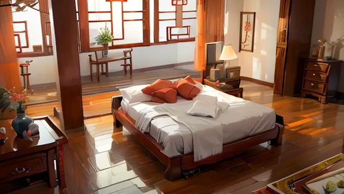 (((best quality))), (((masterpiece))), 8K, a traditional chinese bedroom, traditional chinese interior