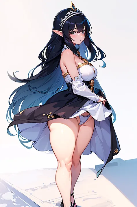 ((best qualityer)), ((work of art)), ((1 girl)), standing alone, balsa, ((long hair)), balsaBase, ((thicc thighs)), bared shoulders, ((jewerly)), elf girl, Soft, thicc thighs grandes, underwear.