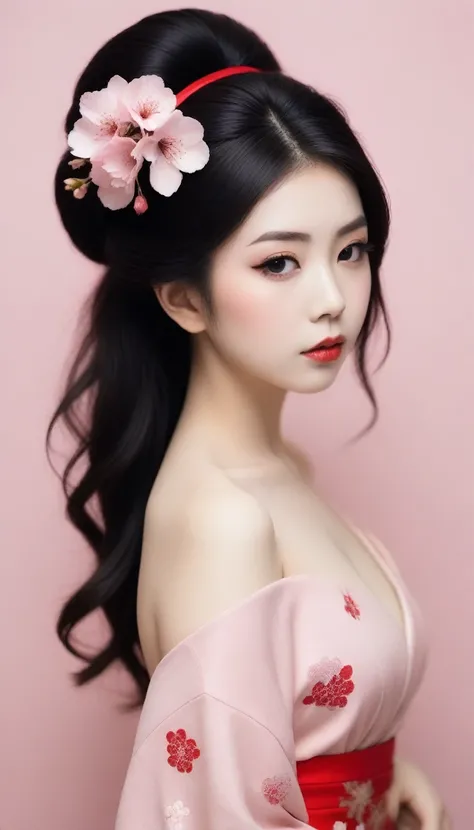 nude geisha, (geisha hair style:1.5), sakura flower