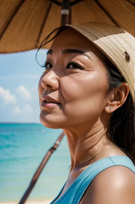 A young woman passionately kisses a chubby old man. Beach atmosphere by the sea in North Pattaya 3D 4K HDR