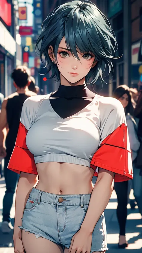 1 female, tamaki, short hair, hair between eyes, street fashion, boyish