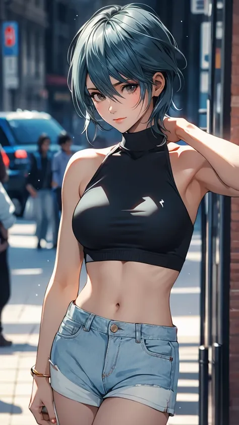 1 female, tamaki, short hair, hair between eyes, street fashion, boyish