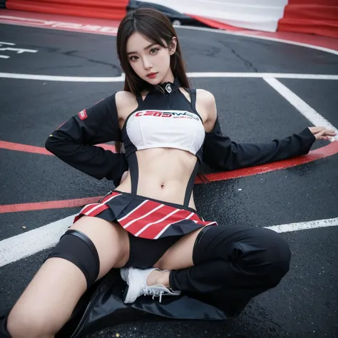 Super detailed photos、Detailed face、Lip gloss、Cool woman、Colorful costumes、F1 Driver Cosplay、Colorful costumes、Clothing with company logo、Grid Girlsのカラフルで派手な衣装、Grid Girls、Perfect Face、Paddock Girls、Harem、motor Show、tights、Bodycon Costumes、Grid Girls、Russia...