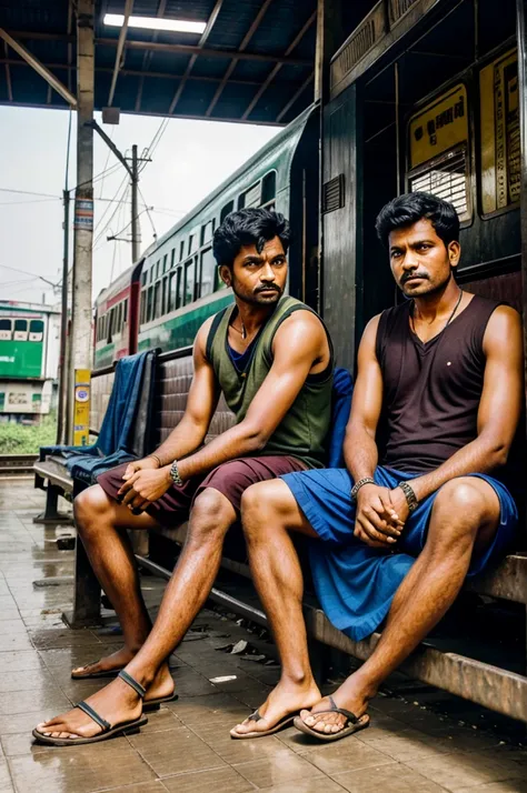 2 men sitting in dhupguri railway station