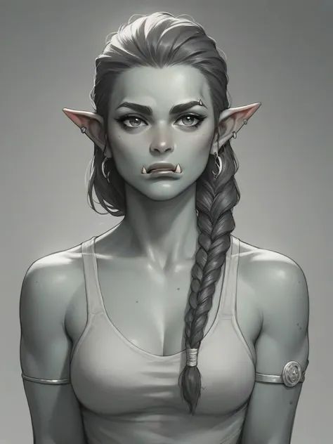 half-orc with braided hair