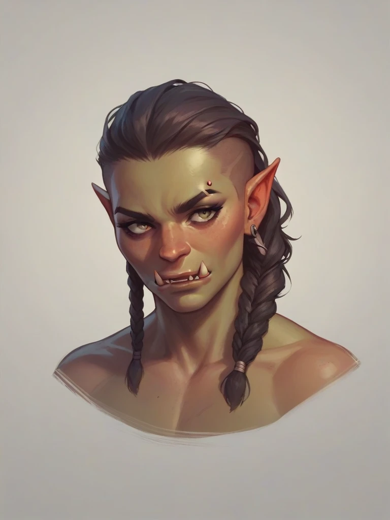 half-orc with braided hair