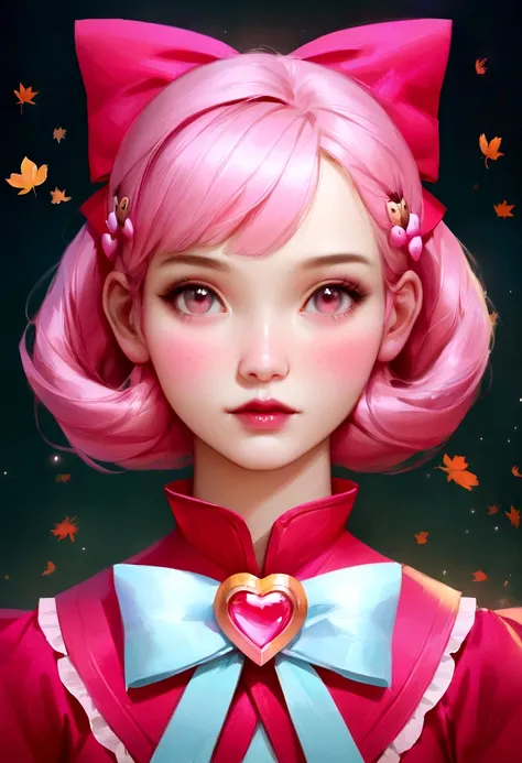 anime girl with pink hair and a bow in her hair, Kawaii realistic portrait, guweiz, magical girl portrait, cute character, Nice artistic style, anime moe art style, maple story character art, Beautiful portrait, Beautiful portrait de chica anime, portrait ...