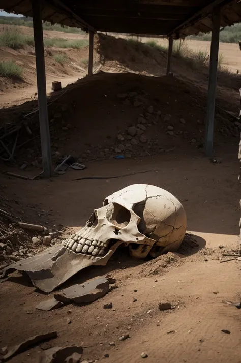 skull on a old battle field