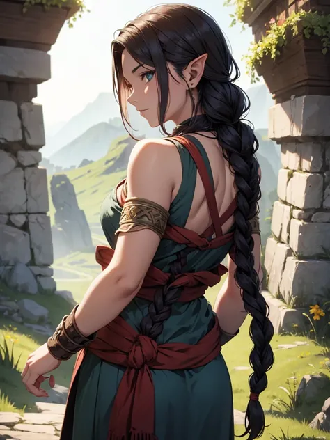 Half-Orc with braided hair 