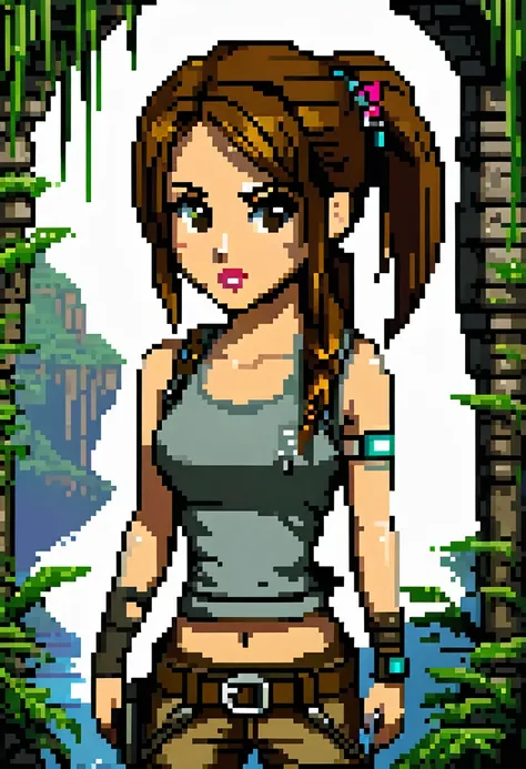 pixel art, tomb raider logo