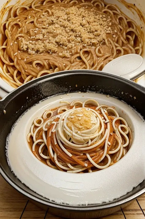 Cook spaghetti in a pot of salted boiling water until al dente according to package instructions. Drain, reserving some pasta water.