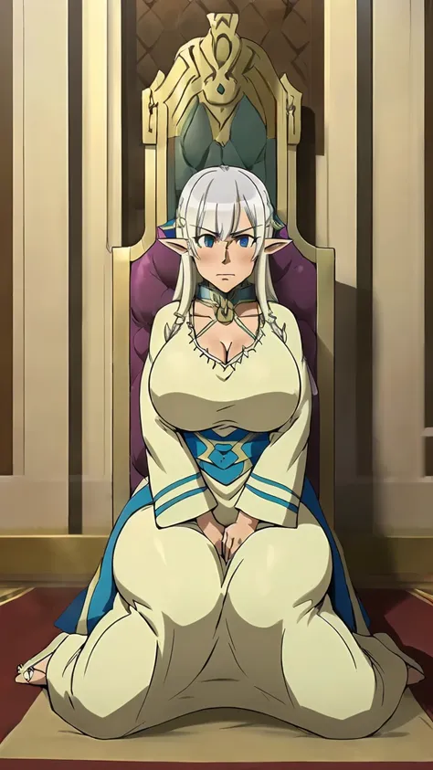 (1 elf alone, fantasy isekai, elf queen,) ((((("milf, 70 year old mature woman mom"))))) robust breasts, voluminous body, thick ...