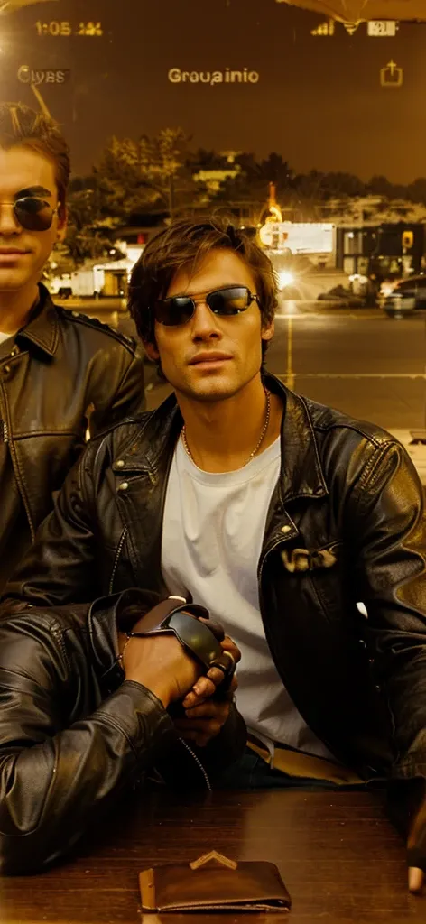 Guy wears sunglasses and leather jacket