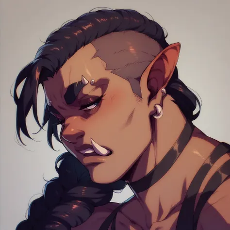 half-orc with braided hair