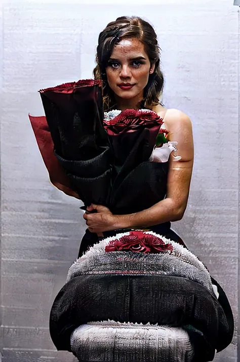 a bouquet of huge scarlet roses on a white background 