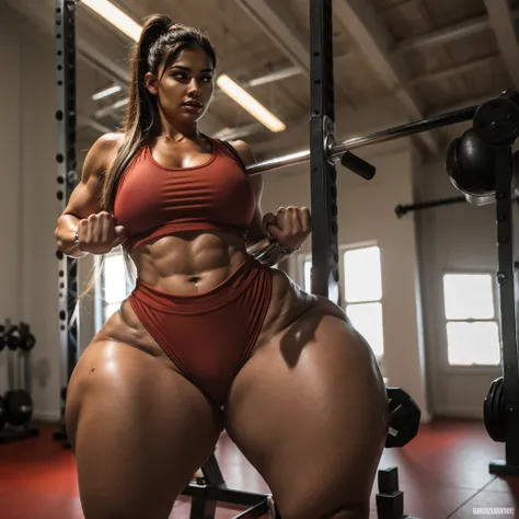 Spectacular woman doing weight training
