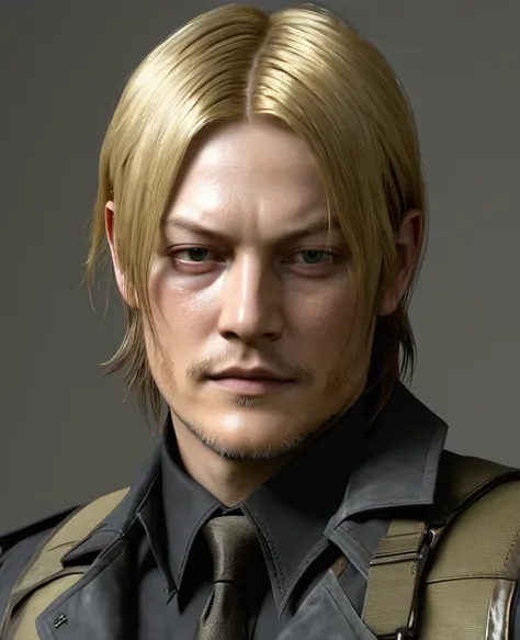 Norman Reedus with golden hair as Leon Scott Kennedy from Resident Evil 4 3D 