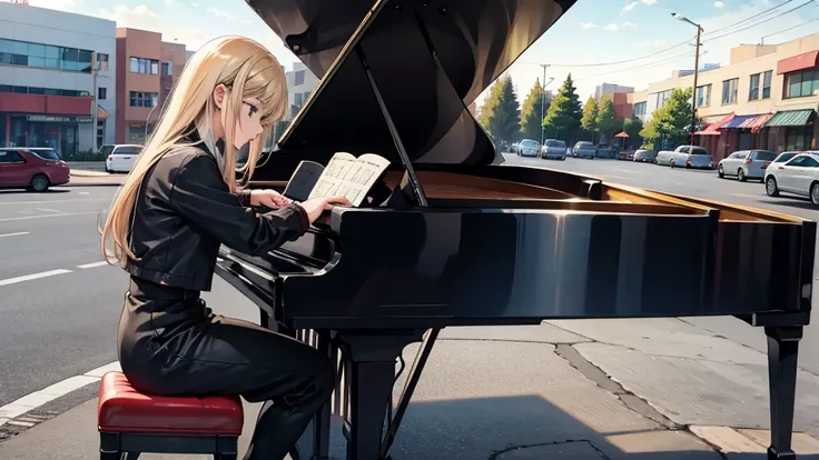 one playing the piano in a parking lot