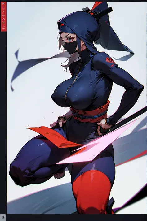 ninja with big breasts looking so low 