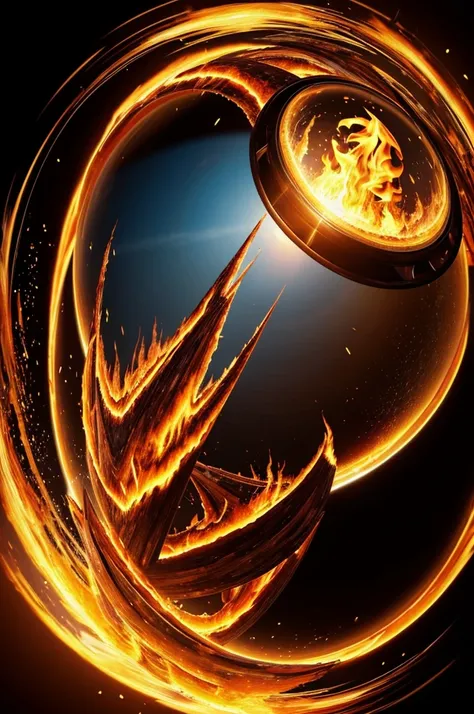 The flames burn in a circle., burning, icon with a halo of fire, Aro de fire, Bola de fire, fiesta, un fire naranja en el fondo, Women, fire type, (fire), esfera negra de fire, Firenado, Flaming Hell, hell, tema de fire, fire, fire del hell, Infernal, part...