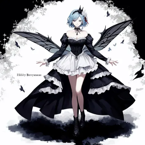  ((best quality)), ((masterpiece)), (detailed), 1girl, Character design, female, dynamic poses, long blue hair, grey white eyes, very skinny, detailed, best quality, no accesoires around the neck, prominent collarbones, skinny arms, full body, blank white ...