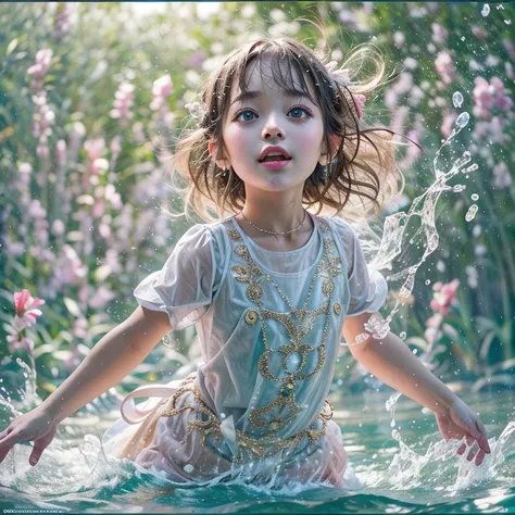 (8k topquality masterpiece: 1.2)(realistic professionalphoto:1.37), volumetriclighting. tiny girls, girl jumping into the water、...