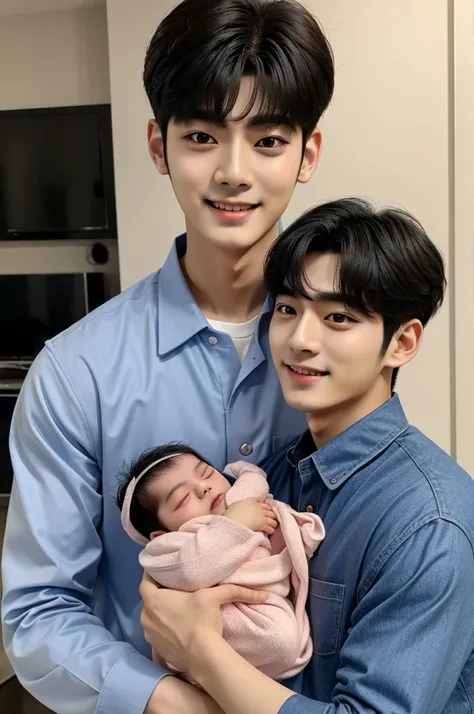 Idol ASTROs Cha Eun Woo holding a newborn baby 